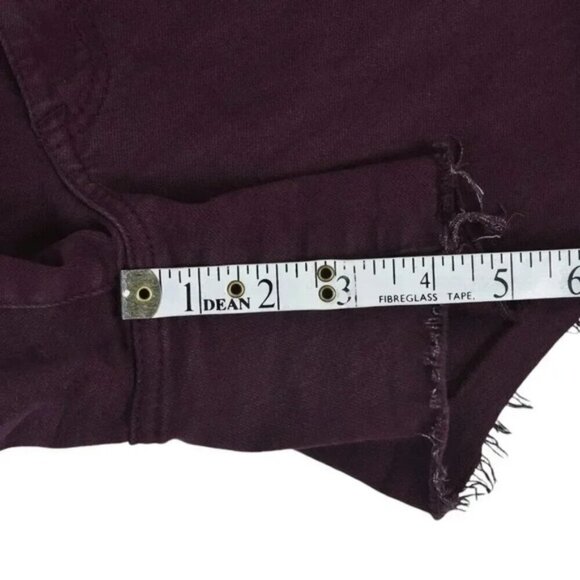 American Eagle Hi-Rise Shortie Jean Shorts Burgundy Super Stretch Size 8 - Picture 9 of 12